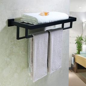 img 4 attached to 🚿 Modern Matte Black Towel Rack Shelf with 2 Bars - Alise Bathroom Lavatory Towels Storage, Wall Mounted SUS 304 Stainless Steel 24-Inch, GOY8002-B