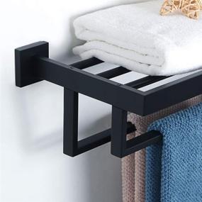 img 1 attached to 🚿 Modern Matte Black Towel Rack Shelf with 2 Bars - Alise Bathroom Lavatory Towels Storage, Wall Mounted SUS 304 Stainless Steel 24-Inch, GOY8002-B