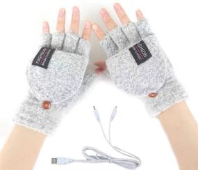 img 3 attached to 🧤 Stay Cozy with USB Heated Gloves: Full & Half Fingerless Winter Warmers [2 Pack] (Gray+Blue)