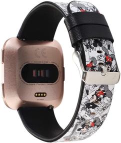 img 3 attached to 🐭 Sucfusny Cute Cartoon Leather Band Strap Lovely Style Wristband Bracelet - Compatible with Fitbit Versa 2/Versa/Versa Lite/Versa SE - White Mickey