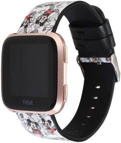 img 2 attached to 🐭 Sucfusny Cute Cartoon Leather Band Strap Lovely Style Wristband Bracelet - Compatible with Fitbit Versa 2/Versa/Versa Lite/Versa SE - White Mickey