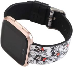 img 1 attached to 🐭 Sucfusny Cute Cartoon Leather Band Strap Lovely Style Wristband Bracelet - Compatible with Fitbit Versa 2/Versa/Versa Lite/Versa SE - White Mickey