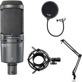img 3 attached to Audio-Technica AT2020USB+ Condenser Microphone Bundle with 🎙️ Knox Gear Shock Mount, Boom Arm, and Pop Filter
