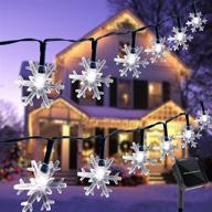 🎄 100 led 33 ft outdoor christmas fairy lights - twinkle star solar snowflake string lights with 8 lighting modes, waterproof for holiday new year wedding party, xmas tree, garden decor - cool white logo