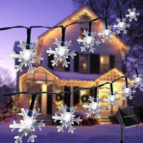 img 4 attached to 🎄 100 LED 33 FT Outdoor Christmas Fairy Lights - Twinkle Star Solar Snowflake String Lights with 8 Lighting Modes, Waterproof for Holiday New Year Wedding Party, Xmas Tree, Garden Decor - Cool White