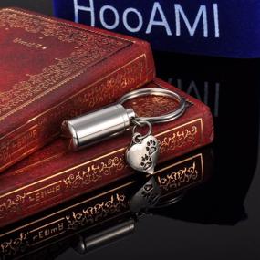 img 2 attached to 🐾 HooAMI Pet Paw Heart Charm & Cylinder Memorial Urn Necklace: Stainless Steel Cremation Jewelry for Pets