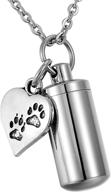 🐾 hooami pet paw heart charm & cylinder memorial urn necklace: stainless steel cremation jewelry for pets logo