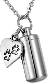 img 4 attached to 🐾 HooAMI Pet Paw Heart Charm & Cylinder Memorial Urn Necklace: Stainless Steel Cremation Jewelry for Pets
