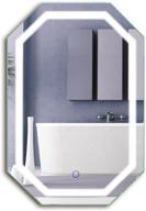 🪞 krugg octagon led bathroom mirror: 20"x30" lighted vanity mirror with defogger & dimmer – wall mount, horizontal/vertical installation logo