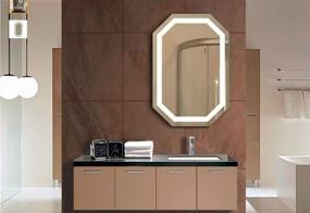 img 2 attached to 🪞 Krugg Octagon LED Bathroom Mirror: 20"x30" Lighted Vanity Mirror with Defogger & Dimmer – Wall Mount, Horizontal/Vertical Installation