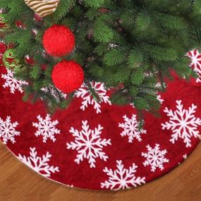 img 3 attached to 🎄 48-Inch Red Faux Fur Christmas Tree Skirt with White Snowflake Design - Festive Holiday Decorations for Merry Christmas Parties
