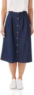 👗 women's denim button-front skirt – cotton midi skirt with elastic waistband by amerimark logo