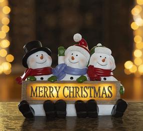 img 2 attached to Snowman Trio LED Merry Christmas Sign for Home - VP