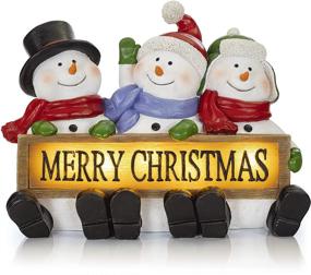 img 4 attached to Snowman Trio LED Merry Christmas Sign for Home - VP
