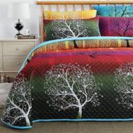 vibrant rainbow tree bedspread set: quilt and pillow shams (king) by swanson beddings logo