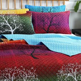 img 1 attached to Vibrant Rainbow Tree Bedspread Set: Quilt and Pillow Shams (King) by Swanson Beddings