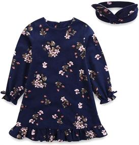 img 4 attached to Adorable Arbag Baby Girl Christmas Clothes: Fall Cotton Floral Printed Girl Dress with Headband