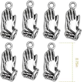 img 3 attached to 🙏 AUEAR Praying Hands Charms for Jewelry Making - 100 Pack Antique Silver Prayer Pendants"