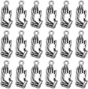 img 4 attached to 🙏 AUEAR Praying Hands Charms for Jewelry Making - 100 Pack Antique Silver Prayer Pendants"