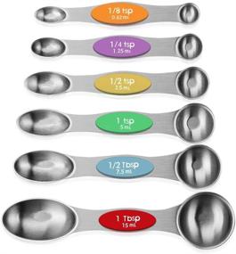 img 3 attached to 🔢 URWOOW 6-Piece Stainless Steel Magnetic Measuring Spoons Set, Dual-Sided Design, Set of 6