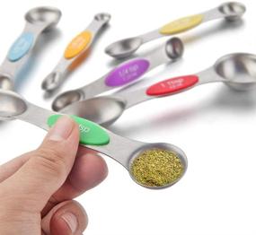 img 2 attached to 🔢 URWOOW 6-Piece Stainless Steel Magnetic Measuring Spoons Set, Dual-Sided Design, Set of 6