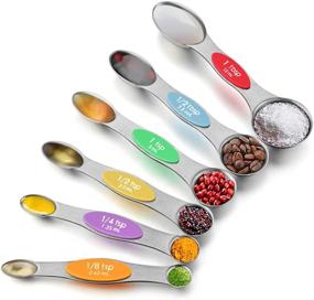 img 4 attached to 🔢 URWOOW 6-Piece Stainless Steel Magnetic Measuring Spoons Set, Dual-Sided Design, Set of 6