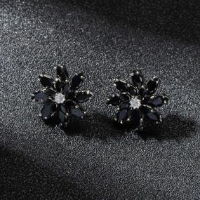 img 2 attached to 💎 Elegant Crystal Flower Burst Stud Earrings - Beautiful Jewelry for Girls