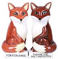 🦊 hugging foxes salt and pepper shakers: colorful ceramic, magnetic set logo