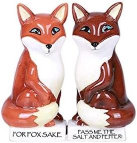 img 1 attached to 🦊 Hugging Foxes Salt and Pepper Shakers: Colorful Ceramic, Magnetic Set