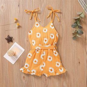 img 2 attached to 🌺 Floral Sleeveless Strap Jumpsuit Romper with Belt: Toddler Girls' Stylish and Comfortable Summer Outfit