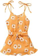 🌺 floral sleeveless strap jumpsuit romper with belt: toddler girls' stylish and comfortable summer outfit logo