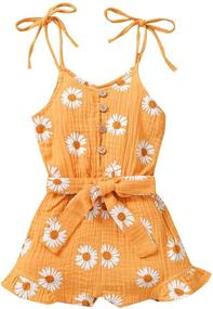 img 4 attached to 🌺 Floral Sleeveless Strap Jumpsuit Romper with Belt: Toddler Girls' Stylish and Comfortable Summer Outfit