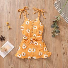 img 3 attached to 🌺 Floral Sleeveless Strap Jumpsuit Romper with Belt: Toddler Girls' Stylish and Comfortable Summer Outfit