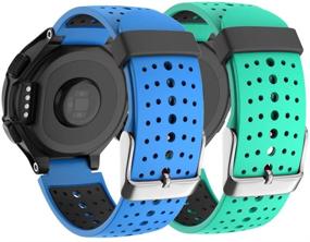 img 4 attached to ISABAKE Soft Silicone Sport Band Compatible with Forerunner 235 - 2pcs Blue/Frost Blue