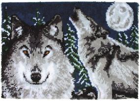 img 1 attached to Wonderart Midnight Wolves Latch Hook Kit - 27x40 Inches