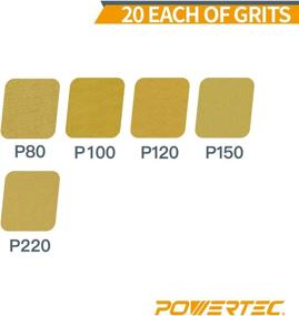 img 3 attached to 🔄 POWERTEC 44001XG-100 5" A/O Hook & Loop 8 Hole Sanding Disc, Assortment Grits 80, 100, 120, 150, 220, Gold, 100 Pack: Perfect Sanding Discs for Versatile Applications and Long-lasting Performance