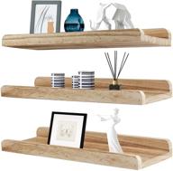 📚 laerjin 17 inch large floating shelves set of 3: wall mounted storage for nursery & kids, natural wood-light color logo