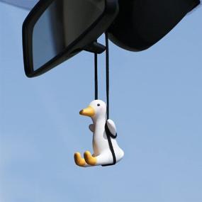 img 4 attached to Adorable AMIORO Swing Duck Car Pendant for Interior and Rearview Mirror Decoration