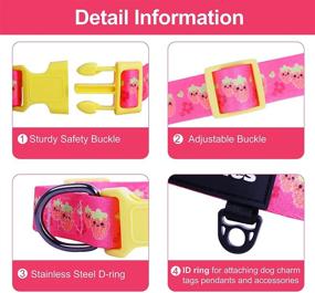 img 2 attached to Cute Girl Dog Collar: Adjustable Puppy Collar with Strawberry Pattern & Detachable Decor for Large & Medium Dogs