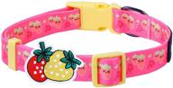 cute girl dog collar: adjustable puppy collar with strawberry pattern & detachable decor for large & medium dogs logo