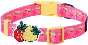 img 4 attached to Cute Girl Dog Collar: Adjustable Puppy Collar with Strawberry Pattern & Detachable Decor for Large & Medium Dogs