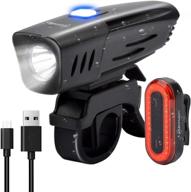 🚴 briviga usb rechargeable bike light set, 900 lumens led bicycle headlight & rear tail light, 2600mah waterproof cycling safety lights, flashlight with rubber strap mount logo