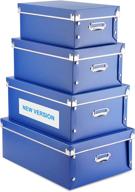 📦 set of 4 decorative plastic storage boxes with lid and handles, press-stud fastening, moisture-proof – space saving foldable bins for clothes, cosmetics, blankets (blue) logo