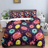 🍩 hosima full size doughnut pattern bedding set for girls' room - decorative dessert print comforter cover with 2 pillowcases (no comforter included) logo