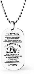 img 4 attached to ST-Power Stainless Steel Hand Carved Letters Dog Tag Pendant Necklace – Inspirational Gift 🐾 for Men, Boys, Fathers, Mothers – To My Son – Ideal for Birthdays, Christmas, and More!