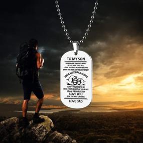 img 3 attached to ST-Power Stainless Steel Hand Carved Letters Dog Tag Pendant Necklace – Inspirational Gift 🐾 for Men, Boys, Fathers, Mothers – To My Son – Ideal for Birthdays, Christmas, and More!