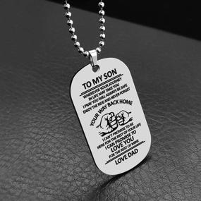 img 1 attached to ST-Power Stainless Steel Hand Carved Letters Dog Tag Pendant Necklace – Inspirational Gift 🐾 for Men, Boys, Fathers, Mothers – To My Son – Ideal for Birthdays, Christmas, and More!