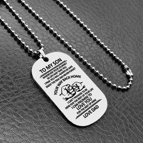 img 2 attached to ST-Power Stainless Steel Hand Carved Letters Dog Tag Pendant Necklace – Inspirational Gift 🐾 for Men, Boys, Fathers, Mothers – To My Son – Ideal for Birthdays, Christmas, and More!