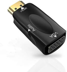 img 1 attached to HDMI to VGA Converter Adapter with Audio Output - CMX HDMI-Plated Display Port Adapter for Laptop, PC, Desktop, and Other Devices with HDMI Port (Black)