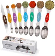 🥄 sunnyac measuring spoons with strong magnets: set of 8 stainless steel spoons for precise dry and liquid ingredient measurement, includes leveler, double-ended metal teaspoon and tablespoon (multi-colored) logo